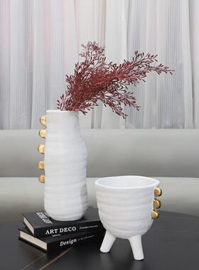 现简约金背喷漆几何形状树脂花器摆件客厅餐厅玄关桌面家居饰品