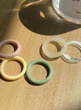 girl rings female Resin simple ring 彩色树脂简约戒指指环女