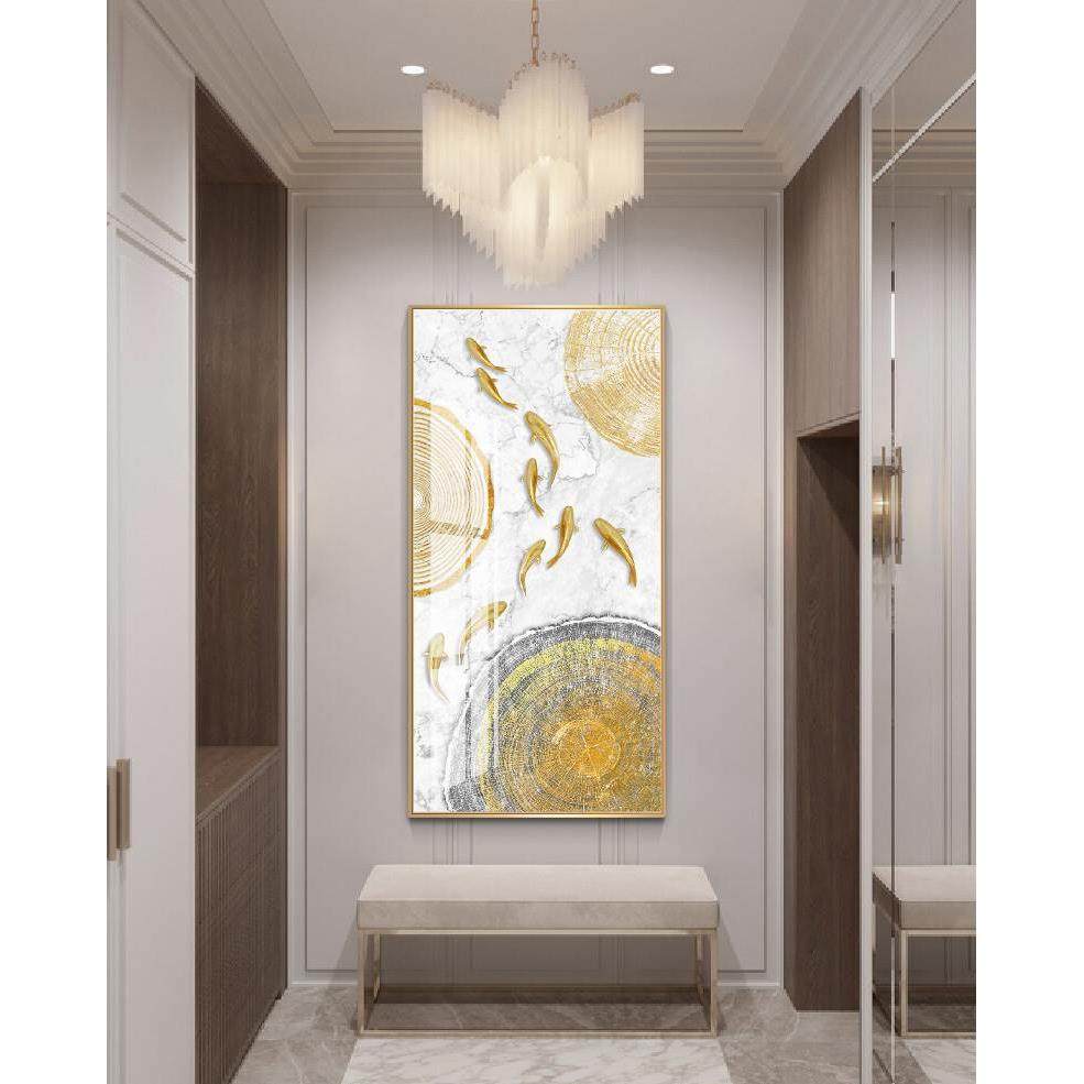 锦鲤鱼图进门玄关画竖版新中式大幅轻奢客厅走廊装饰画晶瓷画,淘宝优惠券,粉丝福利购,淘宝优惠卷