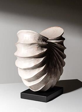 侘寂风树脂海螺艺术摆件中古风客厅边柜展示架陈设电视柜软装饰品