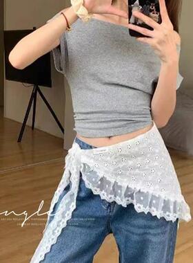 蕾丝腰封法式田园风腰巾三角头巾女腰带裤子屁帘叠穿高级感配裙子