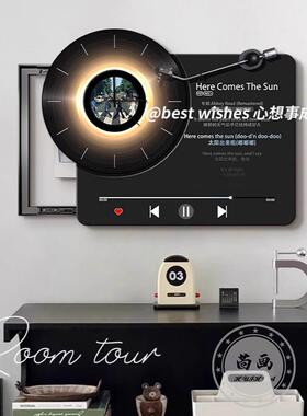黑胶唱片电表箱装饰画2025新款可定制灯画钟表一体电箱弱遮挡挂画