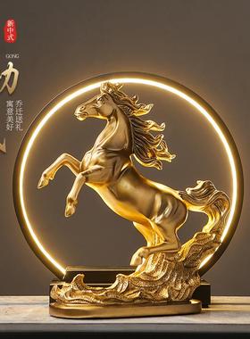 新中式艺术马到成功桌面摆件办公室酒柜电视柜装饰品乔迁开业礼品