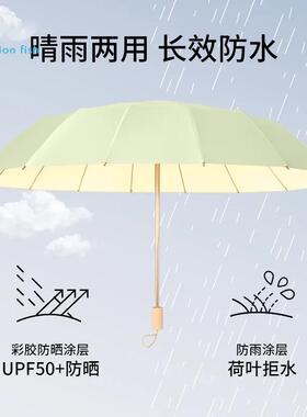 16骨防风遮阳伞超强防晒抗UV雨伞女晴雨两用遮阳高颜值50+