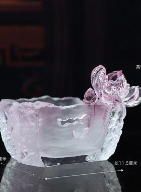 日本进口莲花琉璃花瓶烛台套装摆件客厅办公书房前台桌面室内摆放