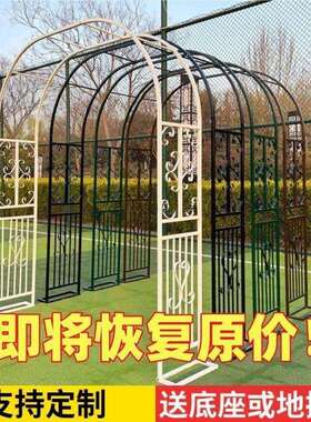 户外铁艺拱门欧式爬藤架庭院花架花园月季花支架铁线莲绿萝植物架