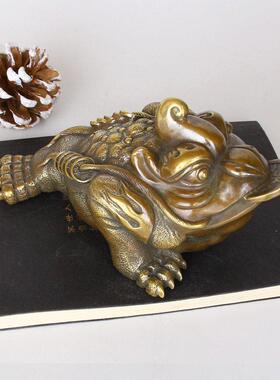 开 业黄铜金蟾摆件蟾蜍三足三脚金蝉彷古用品金钱蛙青蛙家居工艺