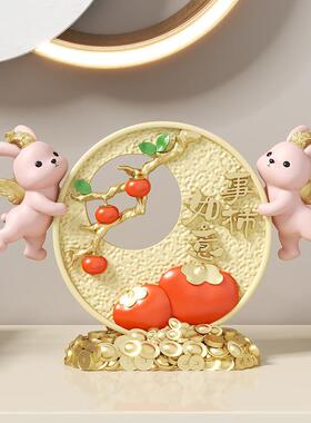 新中式事事如意摆件挂盘展示柜客厅装饰品电视柜酒柜乔迁新居礼品