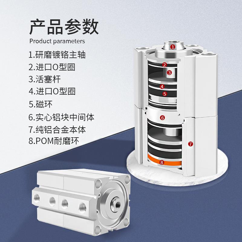 SDAT薄型倍力增压气缸 多位置双行程气缸SDAT32/40/50/63/80/100 - 图2