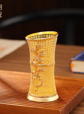 大明铜匠节节高升花丝笔筒摆件客厅办公室装饰品送老师教师节礼品