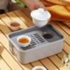 Plastic Kung Fu tea set, construction site tea tray, portable one pot, three cups of tea, travel tea tray, car tea tray storage