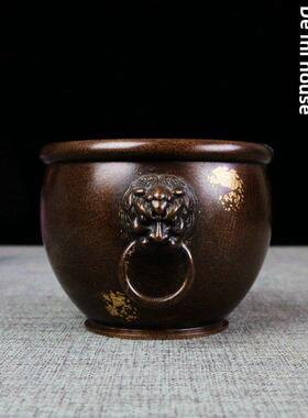 铜缸饰品铜烟灰缸全铜水缸狮子头缸铜聚宝盆家居风水