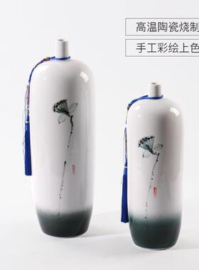 陶瓷新中式莲蓬装饰花落地大插花摆件样板房工艺品