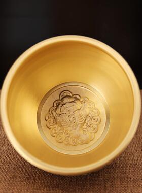 ETG纯铜心经铜小缸聚宝黄盆桌面摆件烟缸书房装灰饰品招米进米缸