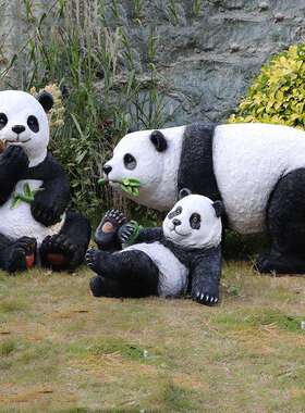 户外大熊猫璃钢雕tb-59807玻塑房动物真公园林景观橱窗地产动物游