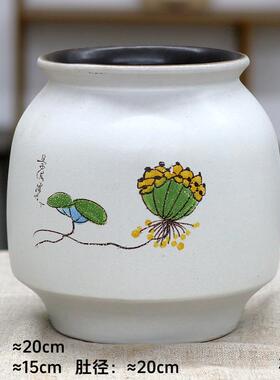 手绘贴花多肉花盆三角梅大口径陶土陶罐陶瓷家用阳台手绘图案