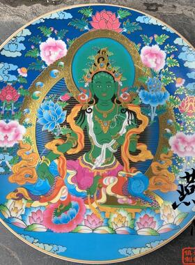 燕子瓷轩景德镇陶瓷器彩绘烫金装饰瓷盘中式挂盘唐卡坐盘墙饰摆件