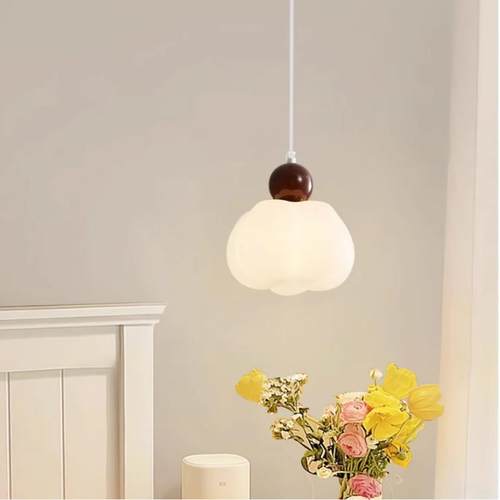 北欧奶油风吊灯简约现代茶室吧台卧室床头吊灯餐厅灯中山灯具木质 - 图2