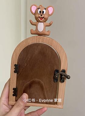 杰瑞老鼠开关框框用实木墙面遮丑摆饰件家玄关门眼遮装装饰保EWL