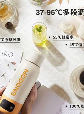 摩动电热烧水杯可携式旅行出差迷你烧水壶真空保温加热杯电热水杯