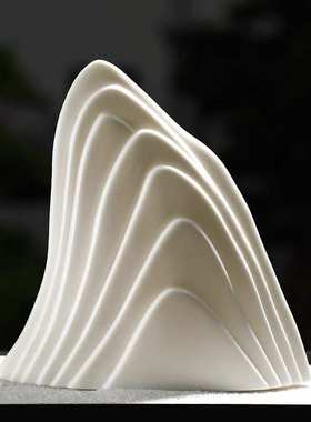 创意中式禅意枯山水陶瓷雪山玄关客厅摆件假山沙盘造景微景观茶室