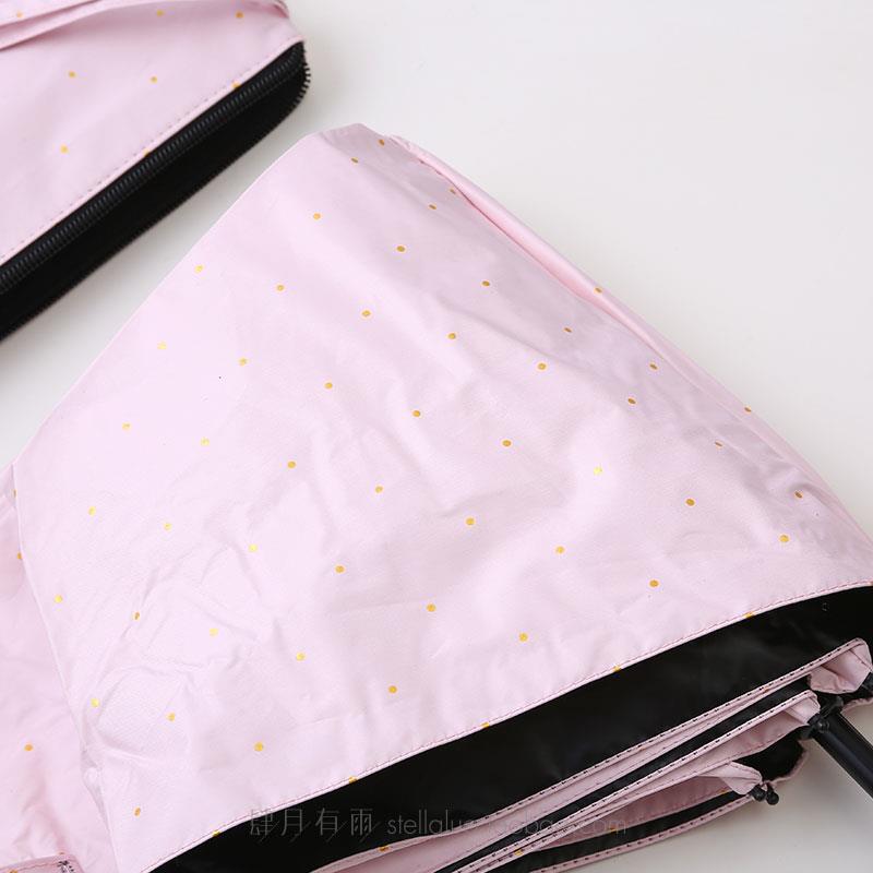 高档1防3克超轻羽毛伞金点黑胶素色波太阳遮阳晒降0温紫外线UV晴 - 图1