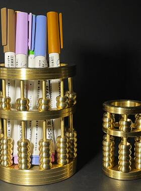 慈风阁算盘铜笔筒摆件黄铜珠算招财文房四宝办公用品年会礼品工艺