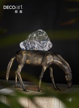 新中式样板房茶空间茶室茶柜铝箔茶叶罐茶饼纸皮茶叶袋装饰品摆件