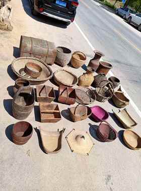 民间旧物竹篮木篮木篮木水桶帽簸箕怀旧覆古传统手工艺品装饰品