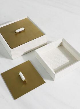 现代色约白金编织首饰盒纳盒样DVO板间酒店客收厅桌面软简装饰品