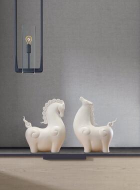 创意办公室摆件中式客厅玄关唐马装饰摆设公司开业送礼软装工艺品