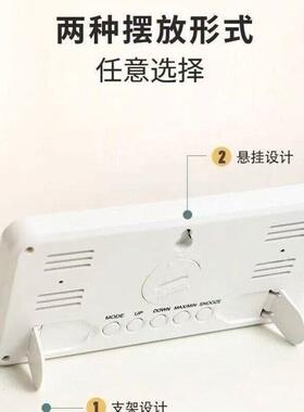 大屏多功能简约万年历时钟数字温湿度电子钟学生桌面床头摆放闹钟