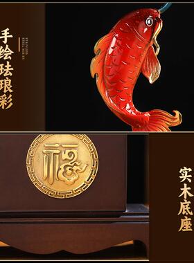 高档22装5新款新中式如鱼得水招财锦鲤摆件客厅玄关酒0柜电视柜家