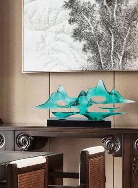 创意透明树脂假山摆件售楼处酒店大堂会所玄关大厅装饰品山型雕塑