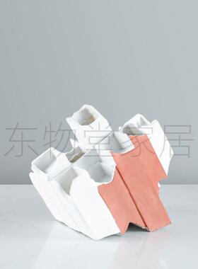 简约现代创意几何方管巢形花器摆件样板房餐厅客厅玄关软装饰品