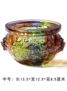 琉璃摆件四方琉璃桌面中式工艺品礼品客厅春秋厂家直销开业聚宝盆