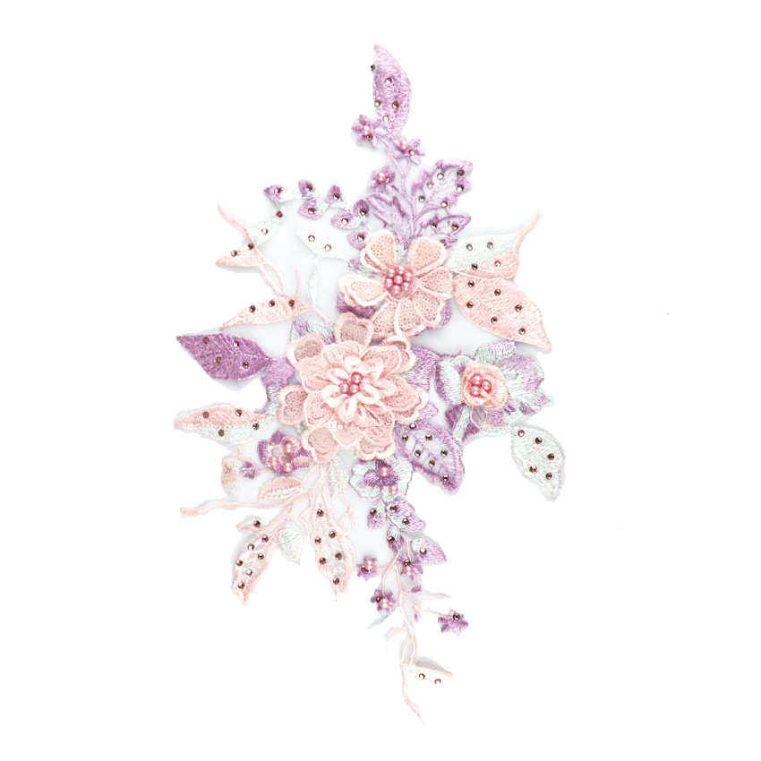 重工绣花婚纱布贴手工刺绣贴花立体花瓣钉珠欧根网纱补丁韩风,淘宝优惠券,粉丝福利购,淘宝优惠卷