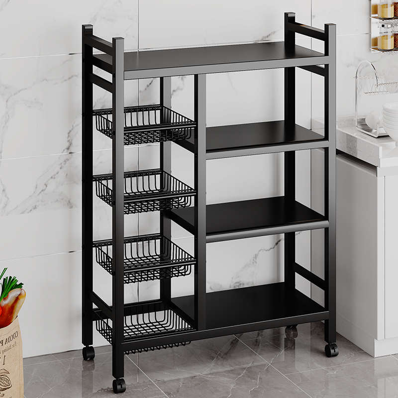 厨房多层置物架多功能放菜厨具微波炉菜篮子收纳架免打孔小推车 - 图3
