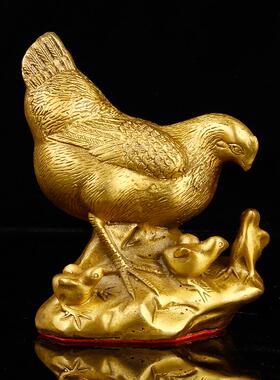 黄铜公鸡母鸡摆件铜金母鸡十二生肖公鸡吉祥物家居客厅工艺礼品摆