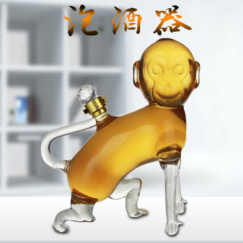 Zodiac monkey blank wine bottle glass craft wine bottle animal wine bottle empty wine bottle decanter soaking wine bottle