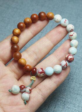 2026寿山石8mm手串手链简约高油柏木款 男女民族风复古饰品念珠