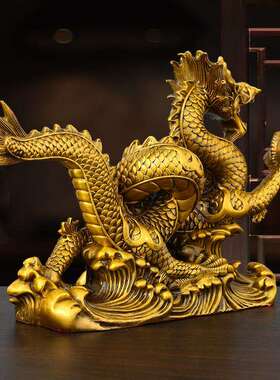 铜龙摆件工艺品汉龙龙腾四海送礼工艺品铜龙摆件纯铜青龙汉龙龙形
