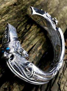 高档男款霸气黑白无常开手下镯S9爷25纯银七爷一见口生财八天太平