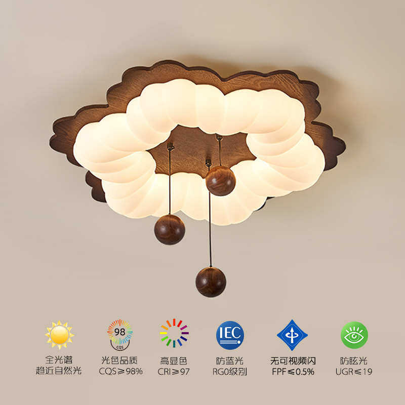 灯具法式灯灯主侘温馨泡泡房间中古吸顶灯儿童卧实木风护眼寂卧室,淘宝优惠券,粉丝福利购,淘宝优惠卷