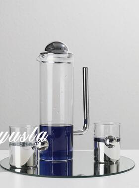 创意圆形酒壶酒具样板房餐桌客厅茶几玻璃醒酒器软装饰品轻奢摆件