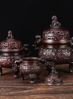 铜香炉仿古铜器塔香炉盘香炉家居客厅装饰工艺品铜狻猊凉亭香炉