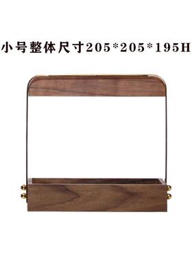 禅意新中式现代金属木艺提盒小花瓶插花摆件办公室书房家居装饰品