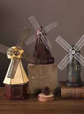 创意荷兰复古风车客厅桌面摆件书架装饰品服装店铺柜子置物架摆设