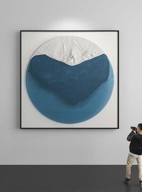 正方形入户玄关装饰画静谧蓝客厅餐厅挂画主卧室走廊床头楼梯挂画