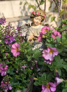 新款美式乡村覆古树脂天使摆创件阳台户花园时尚外店铺意装饰 品